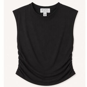 Sofia Jeans by Sofia Vergara‎ Black Ruched Side Muscle Tee Sleeveless Top XL